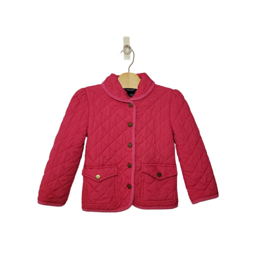 Ralph Lauren Size 5 Girls Hot Pink Quilted Button Jacket